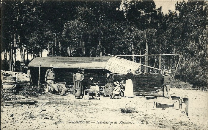 Cabane du résinier et sa famille
