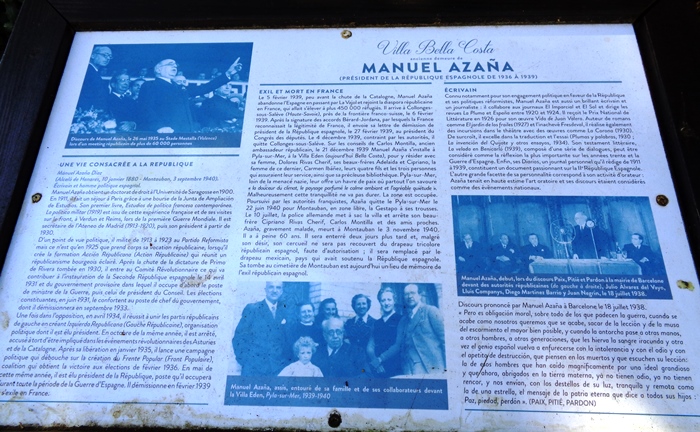 Plaque Manuel Azana