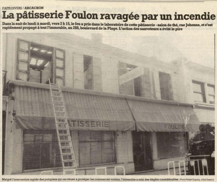 Pâtisserie Foulon 1987 incendie