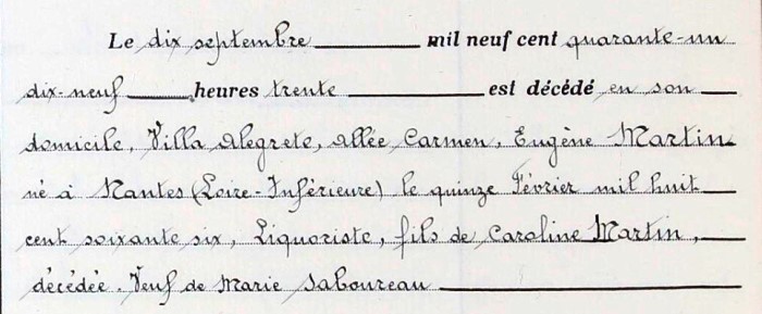 D�c�s de Eug�ne Martin
